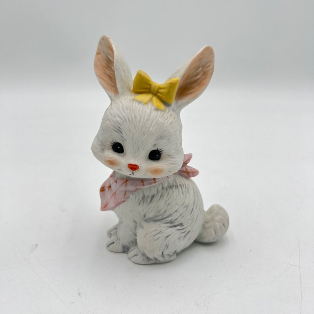 Homeco Bunny Rabbit Figurine, Anthropomorphic Bunny, Porcelain Figurine, Easter,